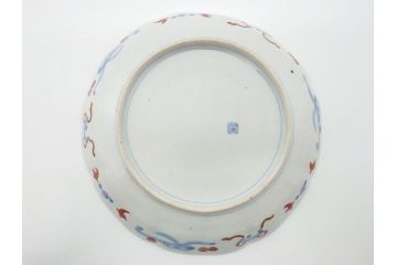 明治期　伊万里焼　錦手　金襴手　染錦　二重角富(角冨)　金彩　色絵　桃図　草花文　8.3寸皿　約25cm　煌びやかで豪華な絵付けの大皿2枚セット(深皿、和皿、和食器、八寸三分)(R-062554)