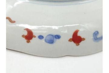 明治期　伊万里焼　錦手　金襴手　染錦　二重角富(角冨)　金彩　色絵　桃図　草花文　8.3寸皿　約25cm　煌びやかで豪華な絵付けの大皿2枚セット(深皿、和皿、和食器、八寸三分)(R-062554)