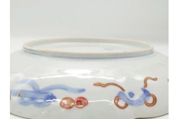 明治期　伊万里焼　錦手　金襴手　染錦　二重角富(角冨)　金彩　色絵　桃図　草花文　8.3寸皿　約25cm　煌びやかで豪華な絵付けの大皿2枚セット(深皿、和皿、和食器、八寸三分)(R-062554)