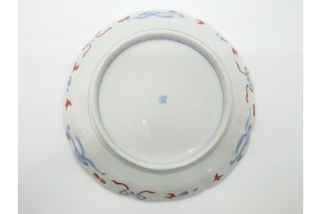 明治期　伊万里焼　錦手　金襴手　染錦　二重角富(角冨)　金彩　色絵　桃図　草花文　8.3寸皿　約25cm　煌びやかで豪華な絵付けの大皿2枚セット(深皿、和皿、和食器、八寸三分)(R-062555)