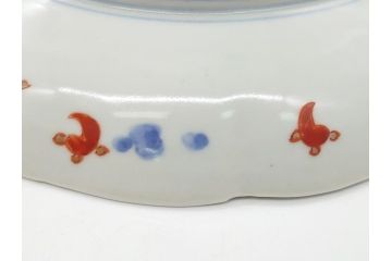 明治期　伊万里焼　錦手　金襴手　染錦　二重角富(角冨)　金彩　色絵　桃図　草花文　8.3寸皿　約25cm　煌びやかで豪華な絵付けの大皿2枚セット(深皿、和皿、和食器、八寸三分)(R-062555)