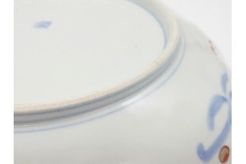 明治期　伊万里焼　錦手　金襴手　染錦　二重角富(角冨)　金彩　色絵　桃図　草花文　8.3寸皿　約25cm　煌びやかで豪華な絵付けの大皿2枚セット(深皿、和皿、和食器、八寸三分)(R-062555)