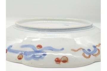 明治期　伊万里焼　錦手　金襴手　染錦　二重角富(角冨)　金彩　色絵　桃図　草花文　8.3寸皿　約25cm　煌びやかで豪華な絵付けの大皿2枚セット(深皿、和皿、和食器、八寸三分)(R-062556)