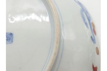明治期　伊万里焼　錦手　金襴手　染錦　二重角富(角冨)　金彩　色絵　桃図　草花文　8.3寸皿　約25cm　煌びやかで豪華な絵付けの大皿2枚セット(深皿、和皿、和食器、八寸三分)(R-062556)