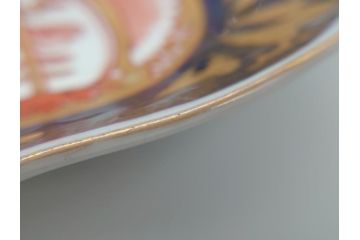 明治期　伊万里焼　錦手　金襴手　染錦　二重角富(角冨)　金彩　色絵　桃図　草花文　8.3寸皿　約25cm　煌びやかで豪華な絵付けの大皿2枚セット(深皿、和皿、和食器、八寸三分)(R-062557)
