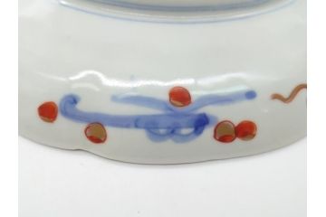 明治期　伊万里焼　錦手　金襴手　染錦　二重角富(角冨)　金彩　色絵　桃図　草花文　8.3寸皿　約25cm　煌びやかで豪華な絵付けの大皿2枚セット(深皿、和皿、和食器、八寸三分)(R-062557)