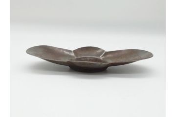 時代物　乾隆年製　古錫　木瓜　それぞれ個性があり味わい深い茶托5客セット(茶卓、小皿、中国、古玩、唐物、共箱付き)(R-062566)