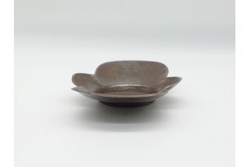 時代物　乾隆年製　古錫　木瓜　それぞれ個性があり味わい深い茶托5客セット(茶卓、小皿、中国、古玩、唐物、共箱付き)(R-062566)