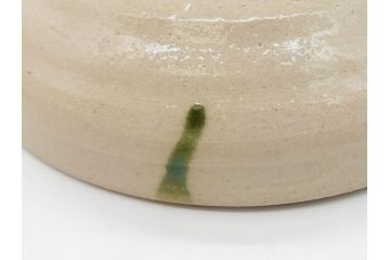 川本了生　弥七田織部　馬盥茶碗　5寸　約15cm(共箱付き、馬盥型、平茶碗、茶道具、夏茶碗、抹茶碗、五寸)(R-062572)