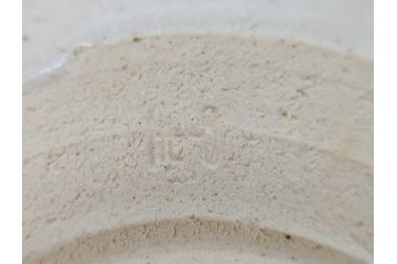 川本了生　弥七田織部　馬盥茶碗　5寸　約15cm(共箱付き、馬盥型、平茶碗、茶道具、夏茶碗、抹茶碗、五寸)(R-062572)