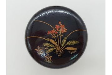 時代物　鈴木表朔　一閑張　色漆絵　春野　秋野　棗　一双入　尋牛斎書付(共箱付き、茶筒、茶道具)(R-062574)