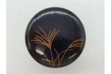 時代物　鈴木表朔　一閑張　色漆絵　春野　秋野　棗　一双入　尋牛斎書付(共箱付き、茶筒、茶道具)(R-062574)