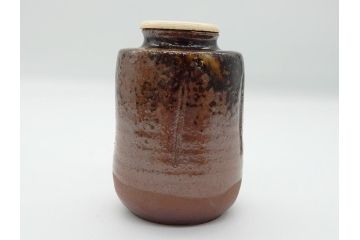 丹波焼　石田陶春　丹波茶入　清栄(共箱付き、茶道具、和食器)(R-062575)