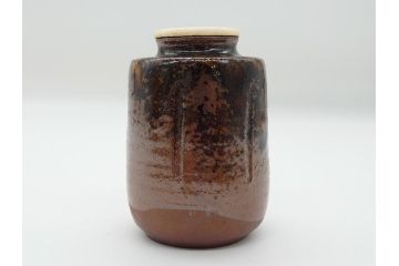 丹波焼　石田陶春　丹波茶入　清栄(共箱付き、茶道具、和食器)(R-062575)