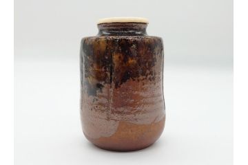 丹波焼　石田陶春　丹波茶入　清栄(共箱付き、茶道具、和食器)(R-062575)