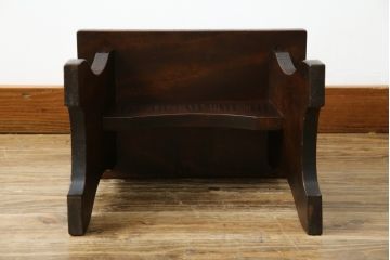 中古　軽井沢彫り　趣ある木の色合いと凝った桜の意匠が和の雰囲気を高めるドレッサーとスツールのセット(鏡台、化粧台、ミラー)(R-062577)