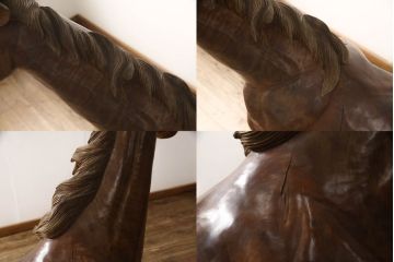 ビンテージ　特大!　隆々とした筋肉や流れる毛の表現がリアルな馬のオブジェ(ディスプレイ、店舗什器、ヴィンテージ)(R-062578)