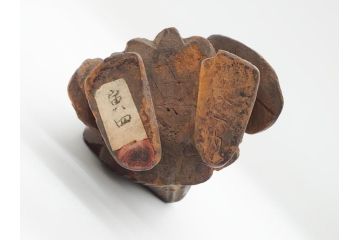 江戸期〜明治期　時代物　木彫り　憎?　和尚?(網代笠、寅四、六内、仏像、彫刻)(R-062587)