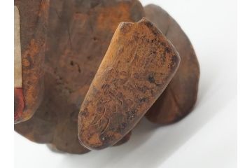 江戸期〜明治期　時代物　木彫り　憎?　和尚?(網代笠、寅四、六内、仏像、彫刻)(R-062587)