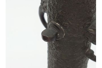 古銅　花入　筑前芦屋　獅子耳付　今宵の主(共箱付き、花瓶、花器、花生)(R-062589)