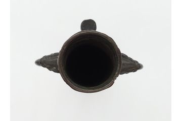 古銅　花入　筑前芦屋　獅子耳付　今宵の主(共箱付き、花瓶、花器、花生)(R-062589)