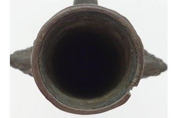 古銅　花入　筑前芦屋　獅子耳付　今宵の主(共箱付き、花瓶、花器、花生)(R-062589)