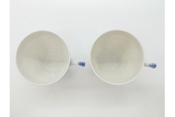デンマーク　ROYAL　COPENHAGEN(ロイヤルコペンハーゲン)　ブルーフルーテッド　フルレース　ペア　コーヒーカップ&ソーサー2客セット(洋食器)(定価約110000円)(R-062595)
