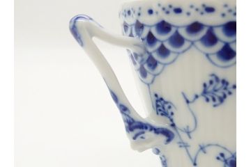 デンマーク　ROYAL　COPENHAGEN(ロイヤルコペンハーゲン)　ブルーフルーテッド　フルレース　コーヒーカップ&ソーサー3客セット(定価165000円)(洋食器)(R-062596)