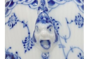 デンマーク　ROYAL　COPENHAGEN(ロイヤルコペンハーゲン)　ブルーフルーテッド　フルレース　コーヒーカップ&ソーサー3客セット(定価165000円)(洋食器)(R-062596)