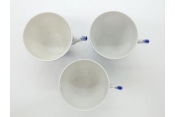 デンマーク　ROYAL　COPENHAGEN(ロイヤルコペンハーゲン)　ブルーフルーテッド　フルレース　コーヒーカップ&ソーサー3客セット(定価165000円)(洋食器)(R-062596)