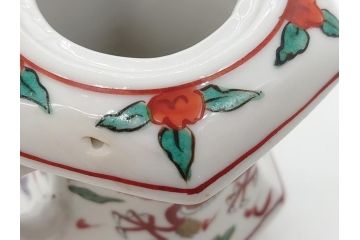 中国　古玩　大明萬暦年製　赤絵　龍図　香炉(香爐、三つ足)(R-062599)
