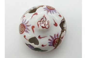 中国　古玩　大明萬暦年製　赤絵　龍図　香炉(香爐、三つ足)(R-062599)