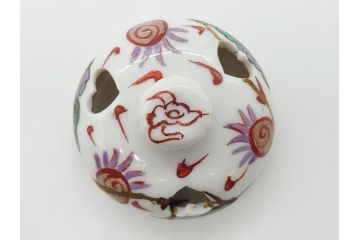 中国　古玩　大明萬暦年製　赤絵　龍図　香炉(香爐、三つ足)(R-062599)