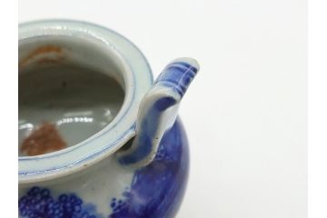 江戸期　染付　山水図　双耳　三足　香炉(猫脚、獣足、三つ足)(R-062600)