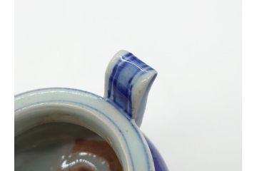 江戸期　染付　山水図　双耳　三足　香炉(猫脚、獣足、三つ足)(R-062600)
