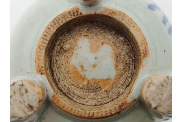 江戸期　染付　山水図　双耳　三足　香炉(猫脚、獣足、三つ足)(R-062600)