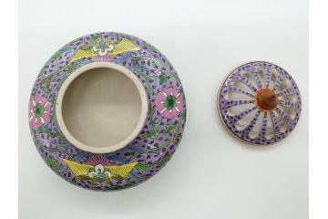 明治〜大正　変わり型　香炉　鳳凰文　草花文　変形(粉彩?、中国?、三つ足)(R-062603)