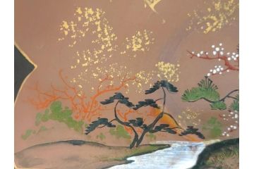 備前陶森　葛尾　絵備前　蓬草仙之図　壱組　富士庵収蔵古備前　三ツ重盃(杯)3客セット(共箱付き、茶碗、色絵、金彩、鶴亀図)(R-062604)