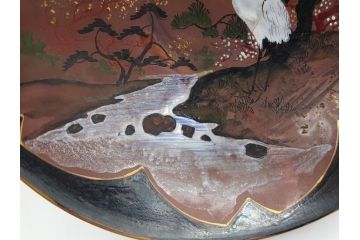 備前陶森　葛尾　絵備前　蓬草仙之図　壱組　富士庵収蔵古備前　三ツ重盃(杯)3客セット(共箱付き、茶碗、色絵、金彩、鶴亀図)(R-062604)