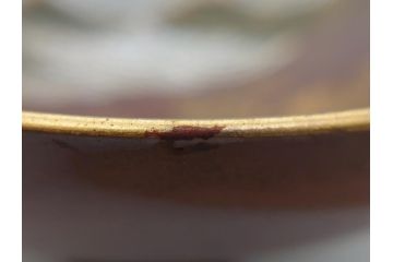 備前陶森　葛尾　絵備前　蓬草仙之図　壱組　富士庵収蔵古備前　三ツ重盃(杯)3客セット(共箱付き、茶碗、色絵、金彩、鶴亀図)(R-062604)