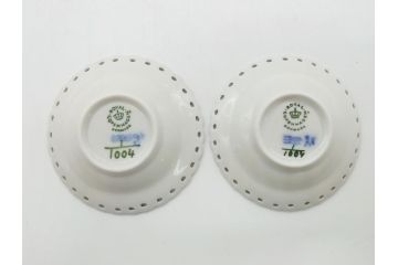 デンマーク　ROYAL COPENHAGEN(ロイヤルコペンハーゲン)　ブルーフルーテッド　フルレース　約7.5cm　ミニプレート2枚セット(洋食器、バタープレート)(定価約2万4千円)(R-062605)