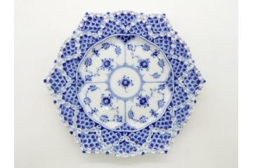 デンマーク　ROYAL　COPENHAGEN(ロイヤルコペンハーゲン)　ブルーフルーテッド　フルレース　ダブルレース　皿2客セット(プレート、洋食器)(定価約220000円)(R-062610)