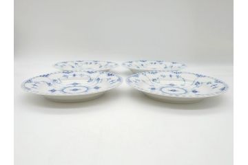 デンマーク　ROYAL　COPENHAGEN(ロイヤルコペンハーゲン)　ブルーフルーテッド　フルレース　約25cm　皿4枚セット(プレート、洋食器)(定価約172000円)(R-062613)