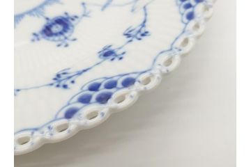 デンマーク　ROYAL　COPENHAGEN(ロイヤルコペンハーゲン)　ブルーフルーテッド　フルレース　約25cm　皿4枚セット(プレート、洋食器)(定価約172000円)(R-062613)