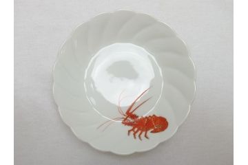 十二代　酒井田柿右衛門　錦海老画　4.8寸　約14.5cm　中皿10客セット(共箱付き、和食器、和皿、4寸8分)(R-062618)