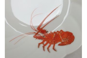 十二代　酒井田柿右衛門　錦海老画　4.8寸　約14.5cm　中皿10客セット(共箱付き、和食器、和皿、4寸8分)(R-062618)