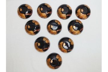 輪島塗　老松　蒔絵　木製　吸物椀10客セット(雑煮椀、黒漆、お椀、漆器)(R-062619)