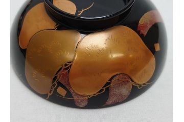 輪島塗　老松　蒔絵　木製　吸物椀10客セット(雑煮椀、黒漆、お椀、漆器)(R-062619)