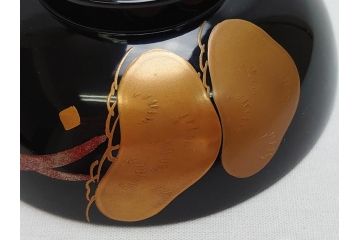 輪島塗　老松　蒔絵　木製　吸物椀10客セット(雑煮椀、黒漆、お椀、漆器)(R-062619)