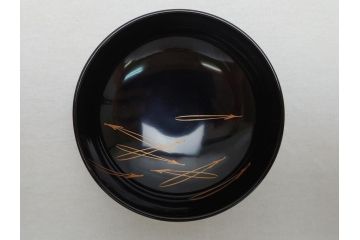 輪島塗　老松　蒔絵　木製　吸物椀10客セット(雑煮椀、黒漆、お椀、漆器)(R-062619)